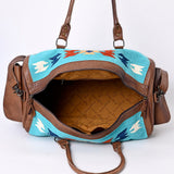 American Darling Duffel Bag Hand Woven Saddle Blanket Genuine Leather Western Travel Bag with YKK Zipper