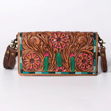 American Darling Organiser Bag, Hand Painted Western Leather, Vegetable Tanned Full Grain, 4in (H) X 8in (W) X 1.5in (D)