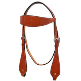 HILASON Western Horse Headstall Tack Genuine American Leather Plain Mahogany - Uhorse