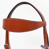 HILASON Western Horse Headstall Breast Collar Set American Leather Plain Mahogany | For Horses