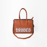 Heritage Rodeo Genuine Leather White Embroidered Tote Bag | Houston Livestock Show and Rodeo