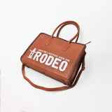 Heritage Rodeo Genuine Leather White Embroidered Tote Bag | Houston Livestock Show and Rodeo