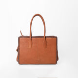 Heritage Rodeo Genuine Leather White Embroidered Tote Bag | Houston Livestock Show and Rodeo