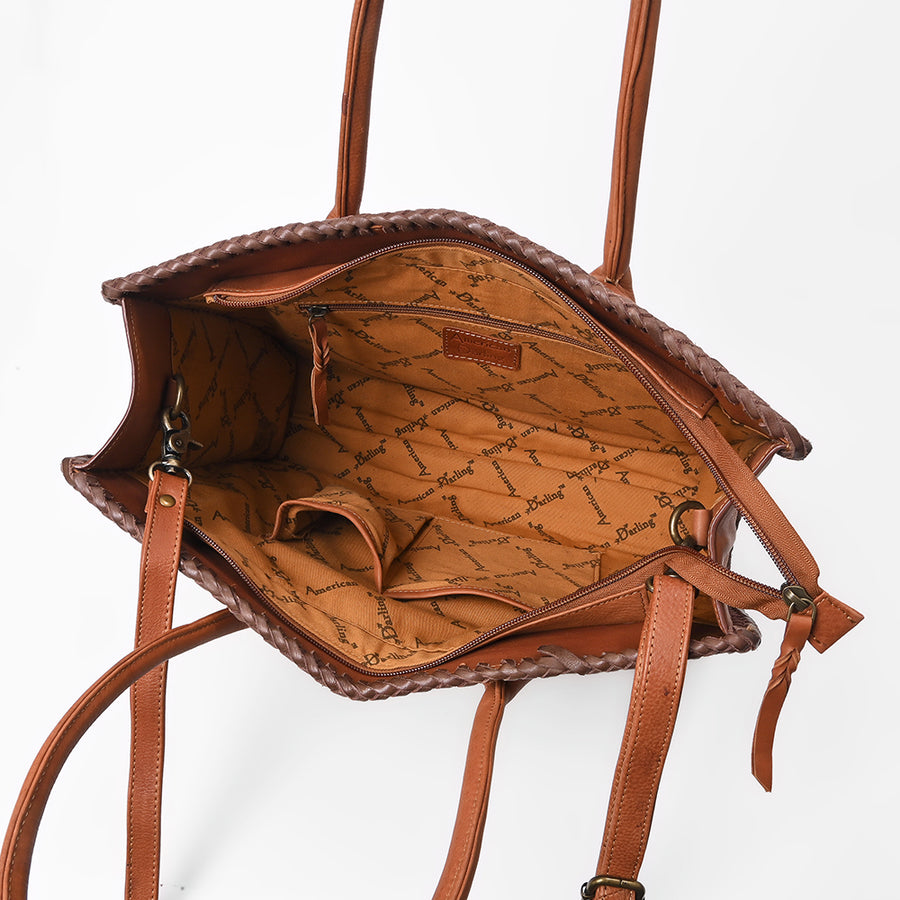 Heritage Rodeo Genuine Leather White Embroidered Tote Bag | Houston Livestock Show and Rodeo