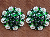 HILASON Western Screw Back Concho Green Crystal 1-1/4In Saddle Cowgirl Olivine color | Slotted Conchos | Bling Concho