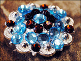 Hilason Turquoise Brown Crystal 1-1/4 Berry Concho Rhinestone Saddle Tack