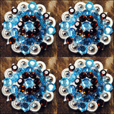 Hilason Turquoise Brown Crystal 1-1/4 Berry Concho Rhinestone Saddle Tack