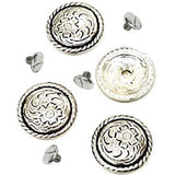 2 Pack 1-1/4" Hilason Silver Plated Floral Round Concho Saddle Headstall - Uhorse