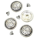 4 Pack 1-1/2" Hilason Silver Plated Floral Round Concho Saddle Headstall - Uhorse