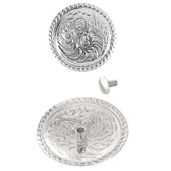 Silver metal decorative concho with screw fastener - Uhorse