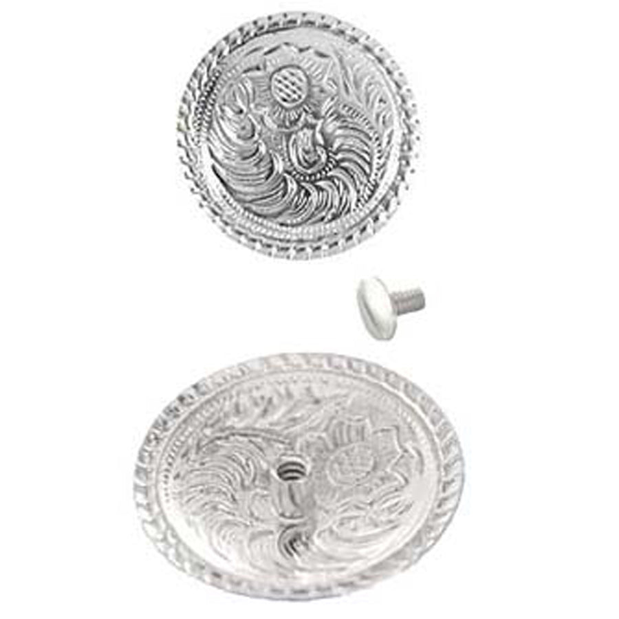 Silver metal decorative concho with screw fastener - Uhorse
