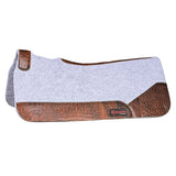 32X30 In Hilason Western Grey Felt Horse Saddle Pad with Croc Leather Border - Uhorse
