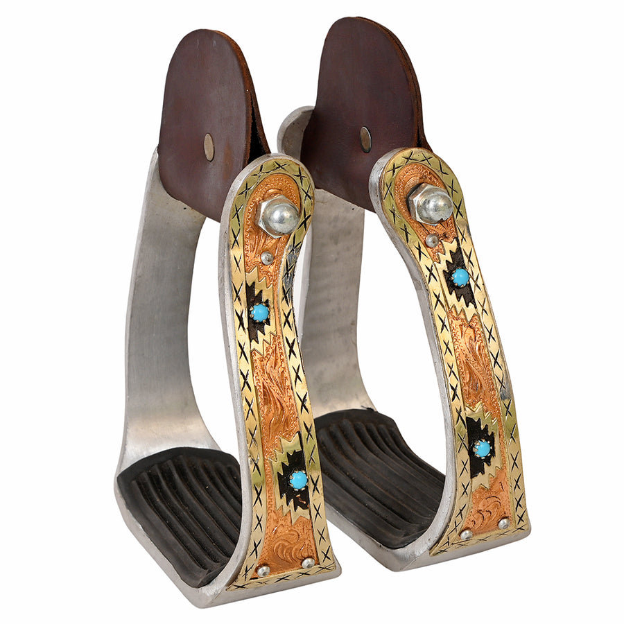 HILASON Horse Western Tack Saddle Stainless Engraved Metal Barrel Racing Show Stirrups| Stirrups | Steel - Uhorse