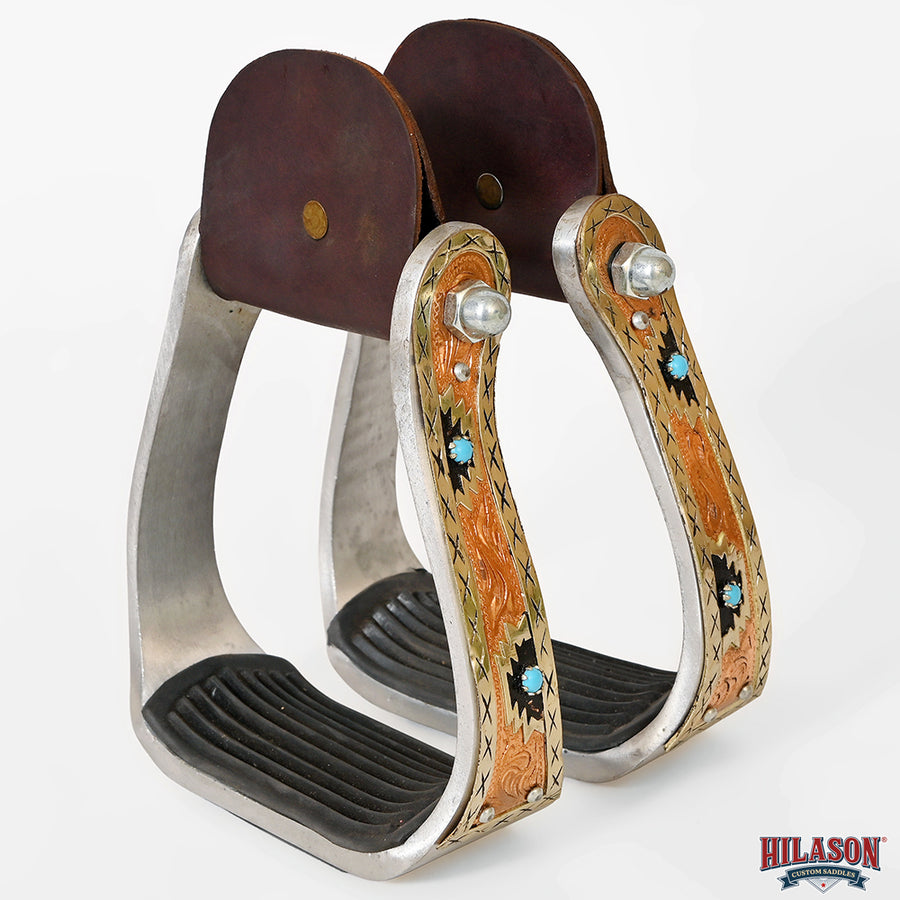 HILASON Horse Western Tack Saddle Stainless Engraved Metal Barrel Racing Show Stirrups| Stirrups | Steel