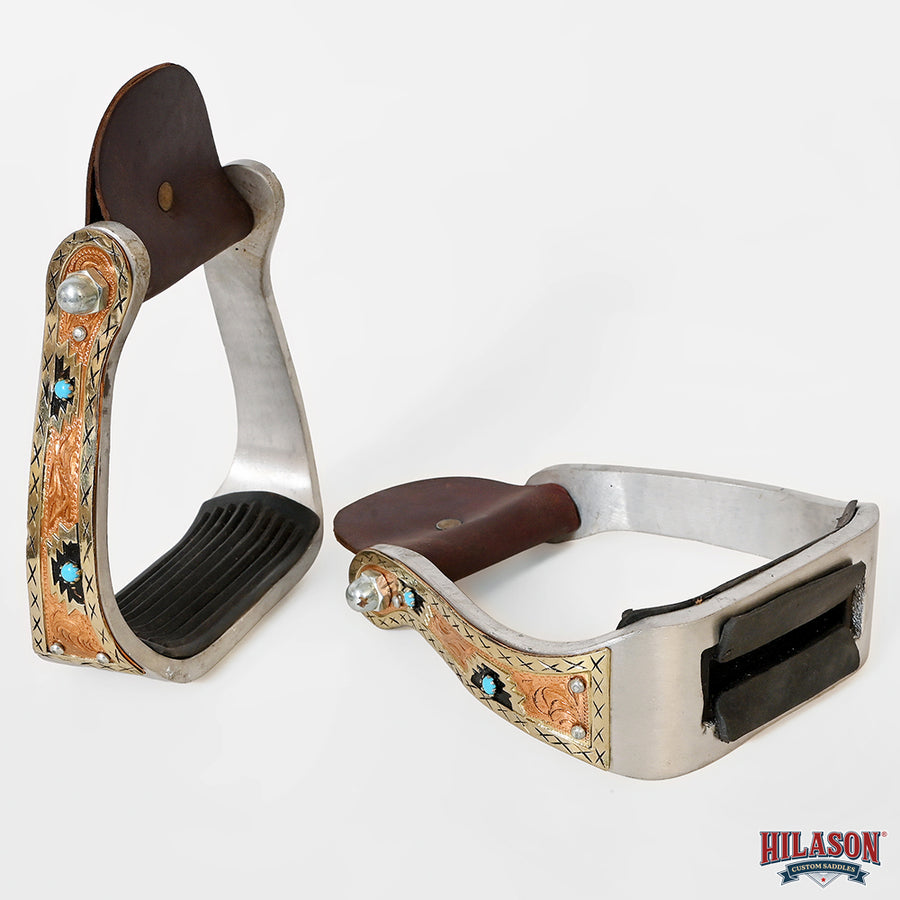 HILASON Horse Western Tack Saddle Stainless Engraved Metal Barrel Racing Show Stirrups| Stirrups | Steel