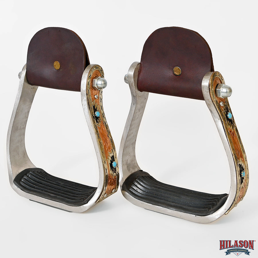 HILASON Horse Western Tack Saddle Stainless Engraved Metal Barrel Racing Show Stirrups| Stirrups | Steel