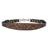 Black leather breast collar with tooled copper detail - Uhorse