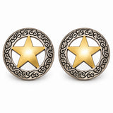 Hilason 1-1/8" Gold Star Chicago Screw Concho Silver Antique Tack Hardware