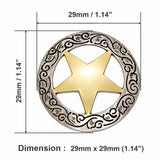Hilason 1-1/8" Gold Star Chicago Screw Concho Silver Antique Tack Hardware