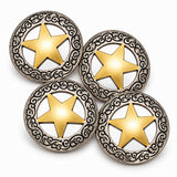 Hilason 1-1/8" Gold Star Chicago Screw Concho Silver Antique Tack Hardware