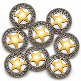 Hilason 1-1/8" Gold Star Chicago Screw Concho Silver Antique Tack Hardware