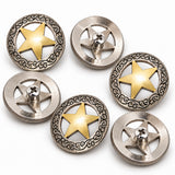 Hilason 1-1/8" Gold Star Chicago Screw Concho Silver Antique Tack Hardware