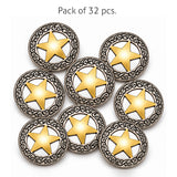 Hilason 1-1/8" Gold Star Chicago Screw Concho Silver Antique Tack Hardware