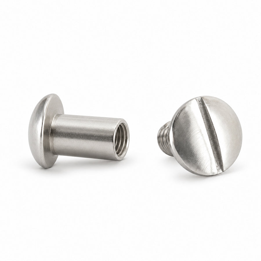 Hilason 3/8 in Steel Chicago Screw Set Nickel Plated Binding Posts Hardware