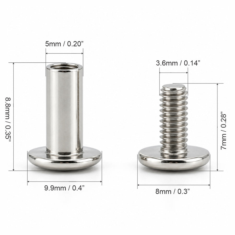 Hilason 3/8 in Steel Chicago Screw Set Nickel Plated Binding Posts Hardware