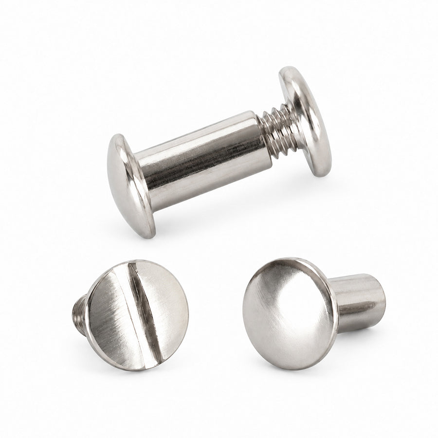 Hilason 3/8 in Steel Chicago Screw Set Nickel Plated Binding Posts Hardware