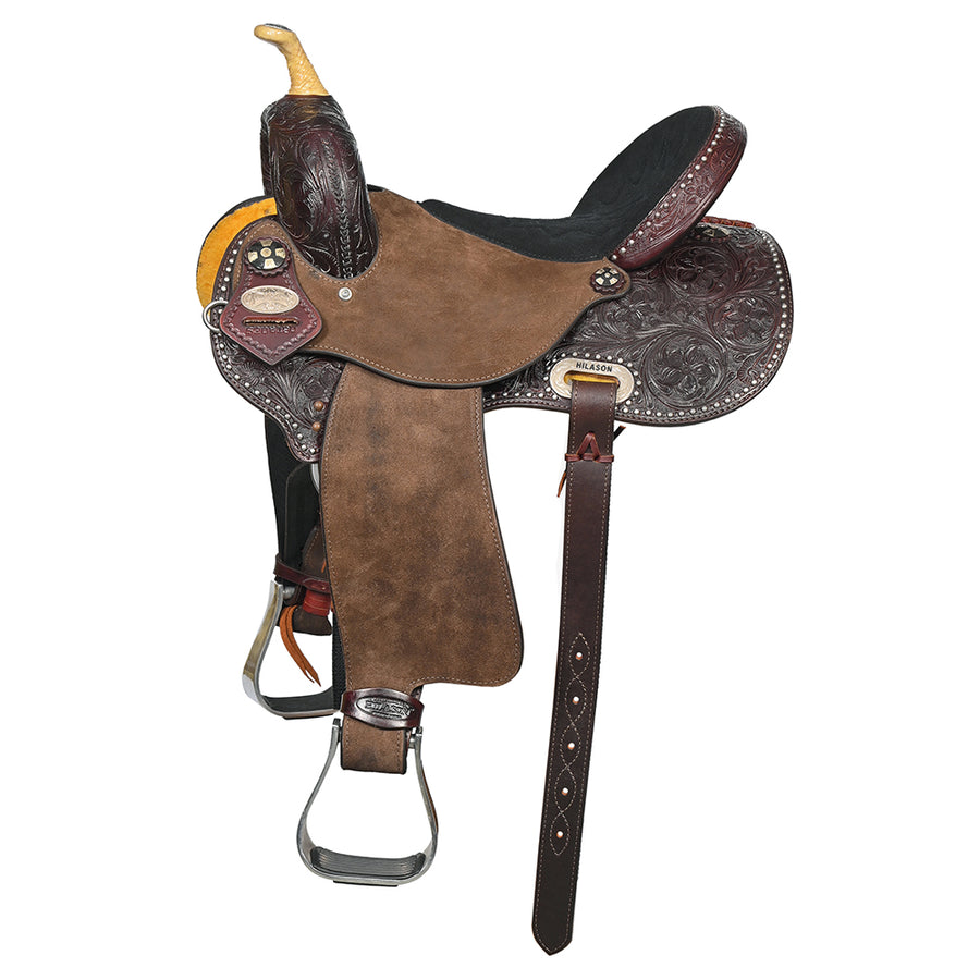 15 In Hilason Western Horse Barrel Racing Wooden Tree American Leather Saddle - Uhorse