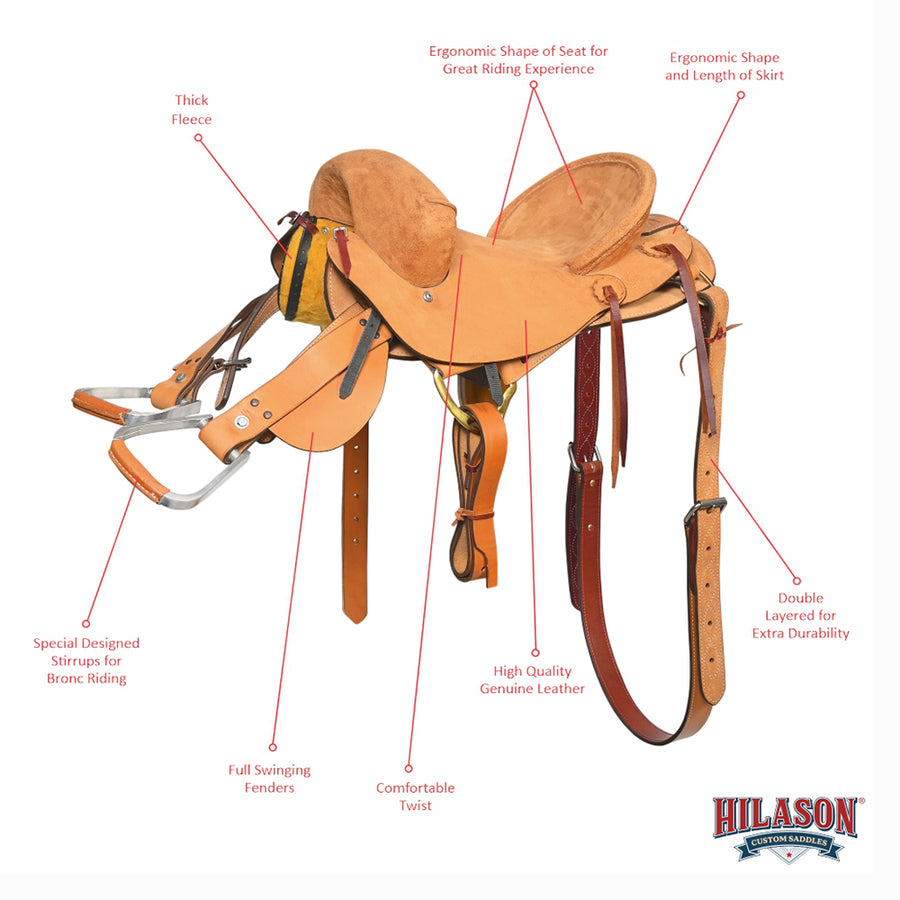 Hilason Classic Series Hand-Made Rodeo Bronc American Leather Saddle