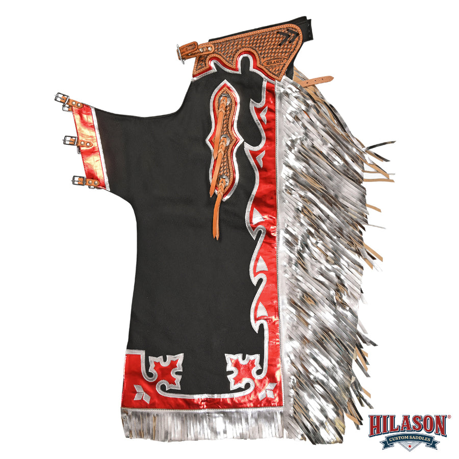 HILASON Western Horse Bull Riding Safety Leather Protective Vest & Rodeo Chaps Combo