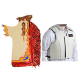 HILASON Western Horse Bull Riding Safety Leather Protective Vest & Rodeo Chaps Combo