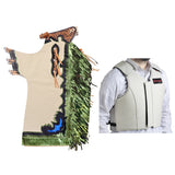 HILASON Western Horse Bull Riding Safety Leather Protective Vest and Rodeo Chaps Combo - Hilason