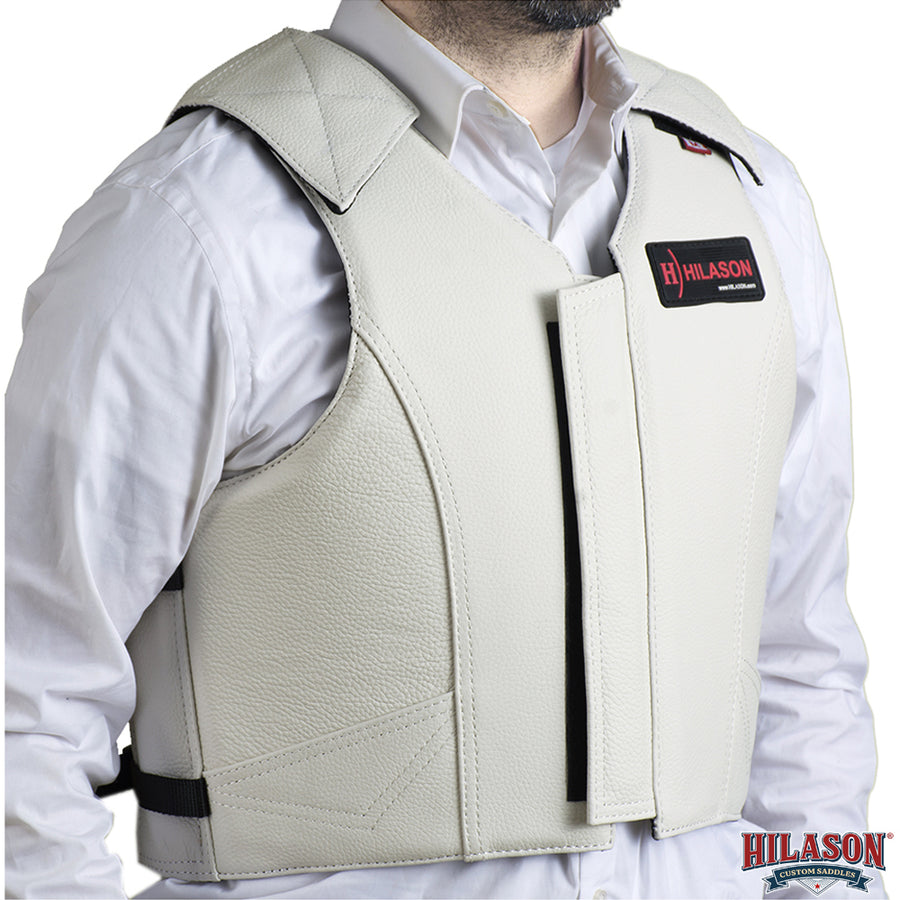 HILASON Western Horse Bull Riding Safety Leather Protective Vest & Rodeo Chaps Combo