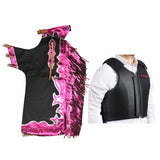 HILASON Western Horse Bull Riding Safety Leather Protective Vest and Rodeo Chaps Combo - Hilason