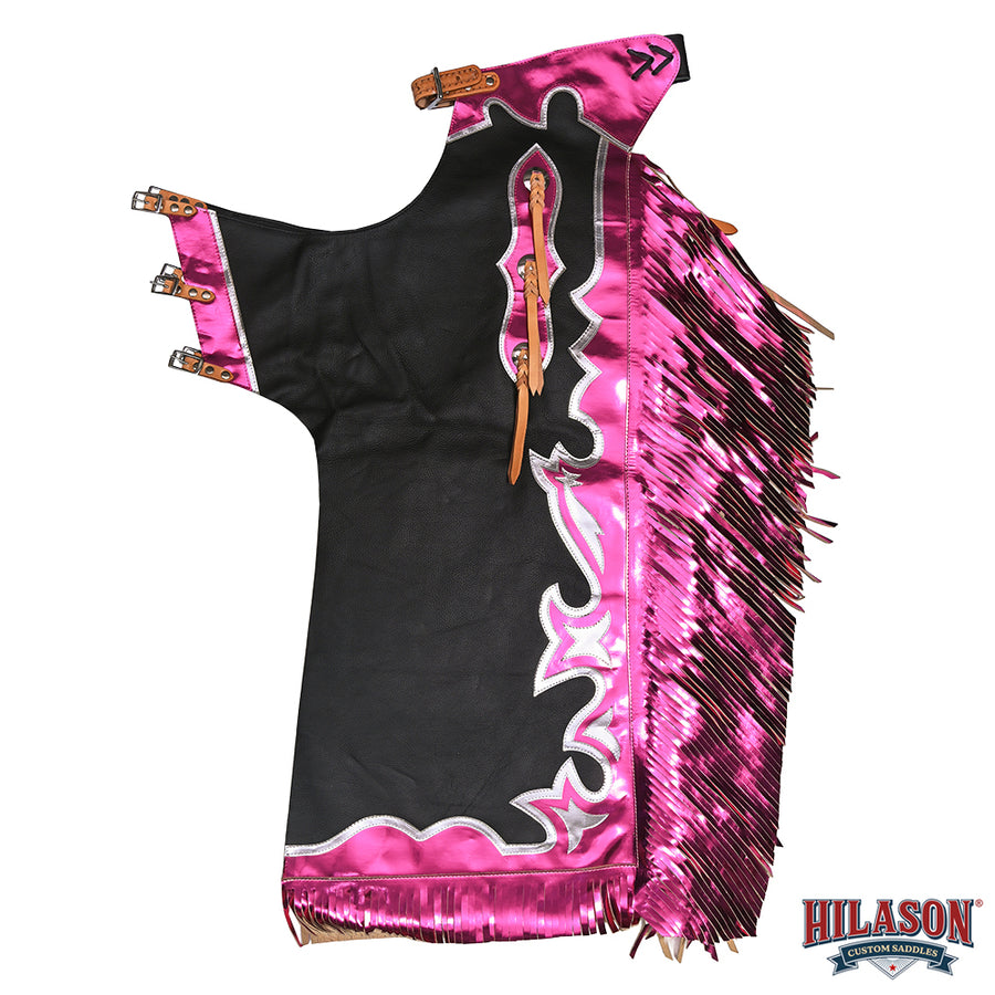 HILASON Western Horse Bull Riding Safety Leather Protective Vest & Rodeo Chaps Combo