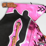 HILASON Western Horse Bull Riding Safety Leather Protective Vest & Rodeo Chaps Combo
