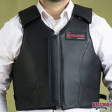 HILASON Western Horse Bull Riding Safety Leather Protective Vest & Rodeo Chaps Combo