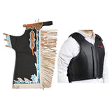 HILASON Western Horse Bull Riding Safety Leather Protective Vest and Rodeo Chaps Combo - Uhorse