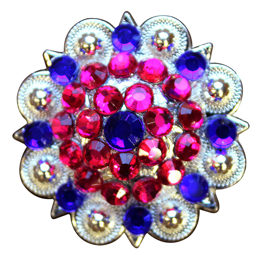 HILASON Western Screw Back Conchos 1.5" Pink Blue Rhinestone
