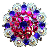 HILASON Western Screw Back Conchos 1.5" Pink Blue Rhinestone