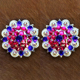 HILASON Western Screw Back Conchos 1.5" Pink Blue Rhinestone