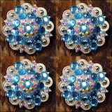 HILASON 1.5" Berry Concho Turquoise Crystal Rhinestone