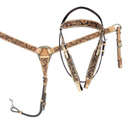 HILASON Western Genuine American Leather Horse Headstall & Breast Collar Set Tan