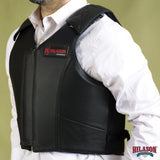 HILASON Safety Bull Riding Vest Protective Leather Black | Equestrian Unisex Rodeo Men & Women