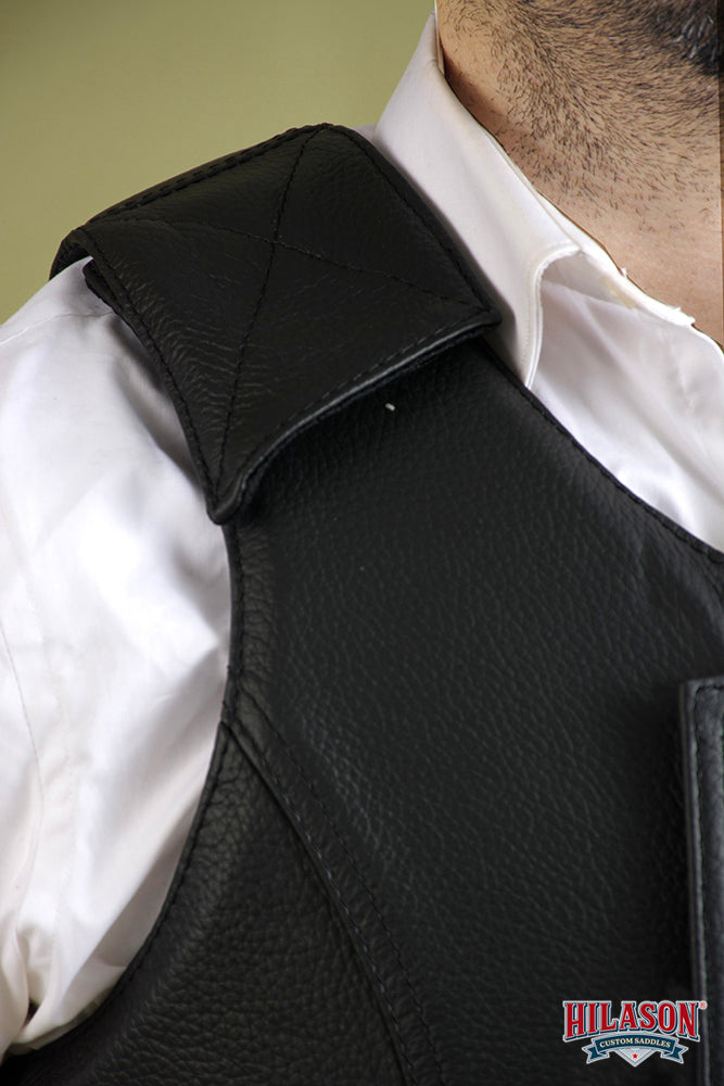 HILASON Safety Bull Riding Vest Protective Leather Black | Equestrian Unisex Rodeo Men & Women
