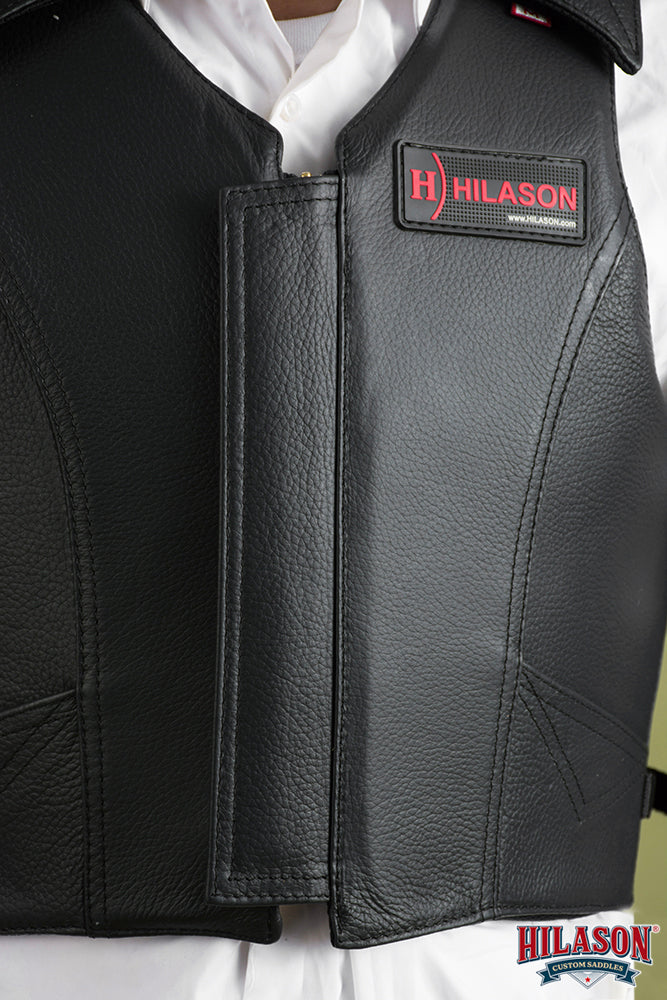 HILASON Safety Bull Riding Vest Protective Leather Black | Equestrian Unisex Rodeo Men & Women