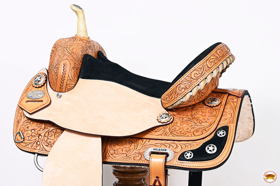 HILASON Western Horse Treeless Saddle American Leather Barrel | for Horses